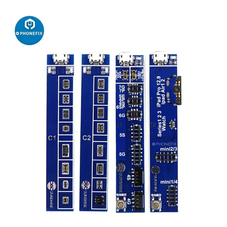 PhoneFix SS-909 universal battery charging activation board tester for phone repair, showing the handheld battery tester tool.