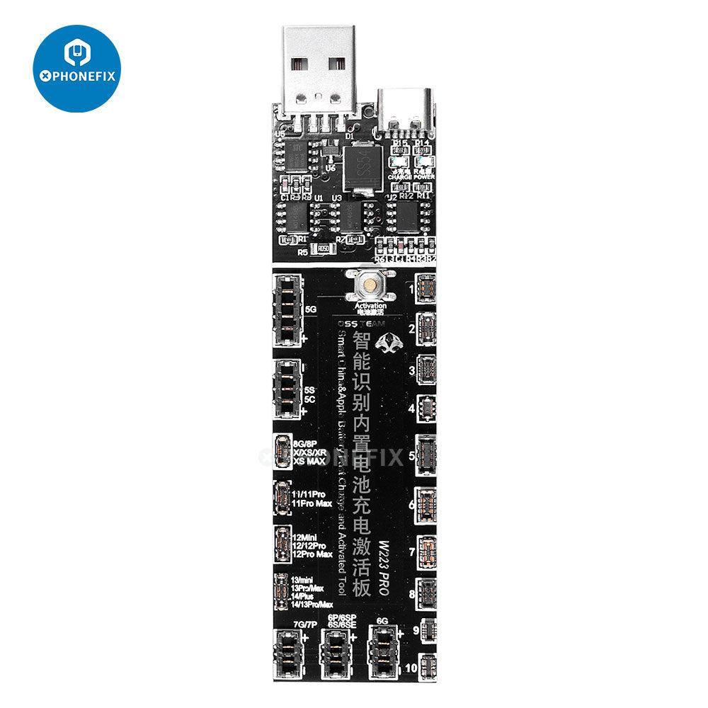 PHONEFIX mobile phone battery activation board and fast charging tools for testing and repairing smartphone batteries.
