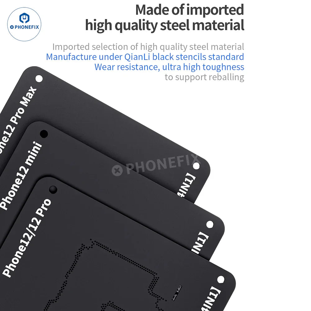 QianLi iPhone 16 Plus/Pro Max BGA reballing platform by PHONEFIX, with four-in-one middle layer design for iPhone repair.