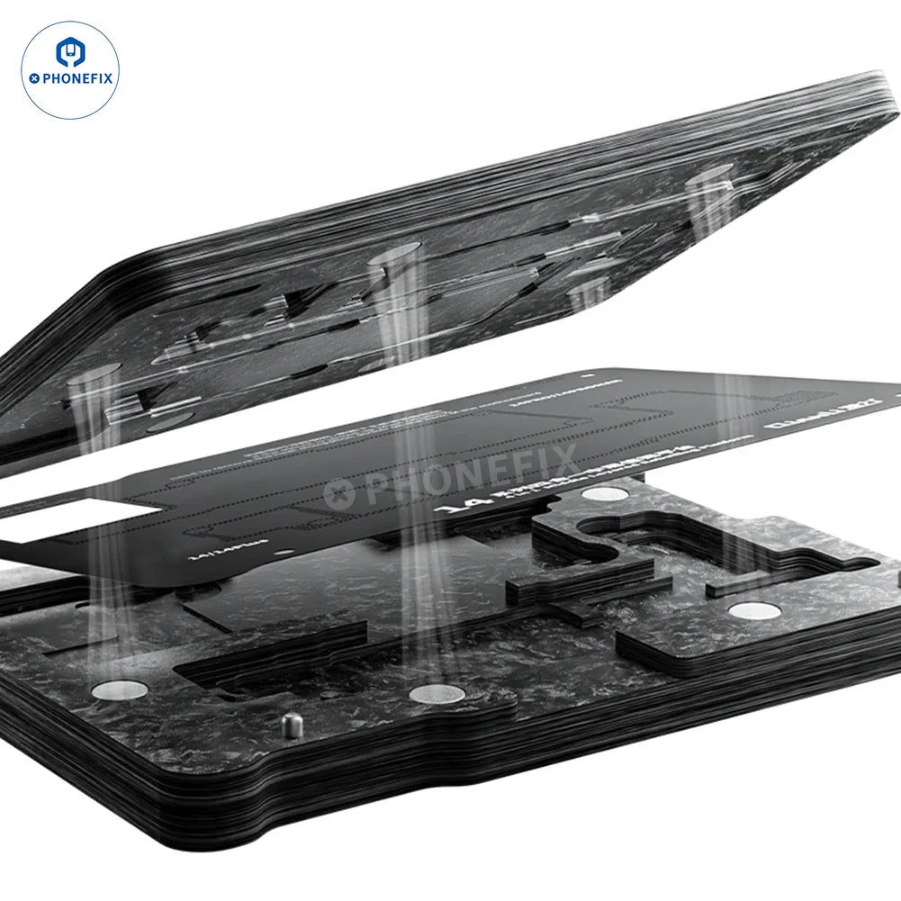QianLi PHONEFIX BGA reballing platform for iPhone 16 Plus and Pro Max with four-layer design for reballing and repair.