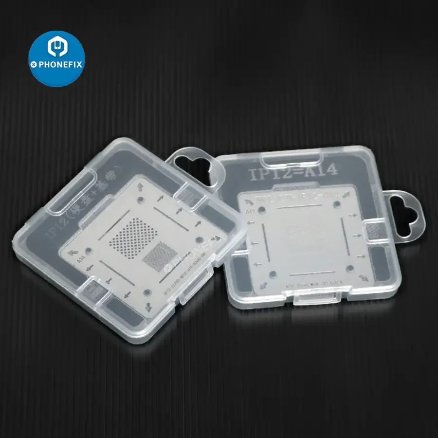Kit de plantillas para reballing BGA de PhoneFix con molde de posicionamiento para iPhone X a 12 Pro Max, utilizado para reparaciones de reballing de precisión.