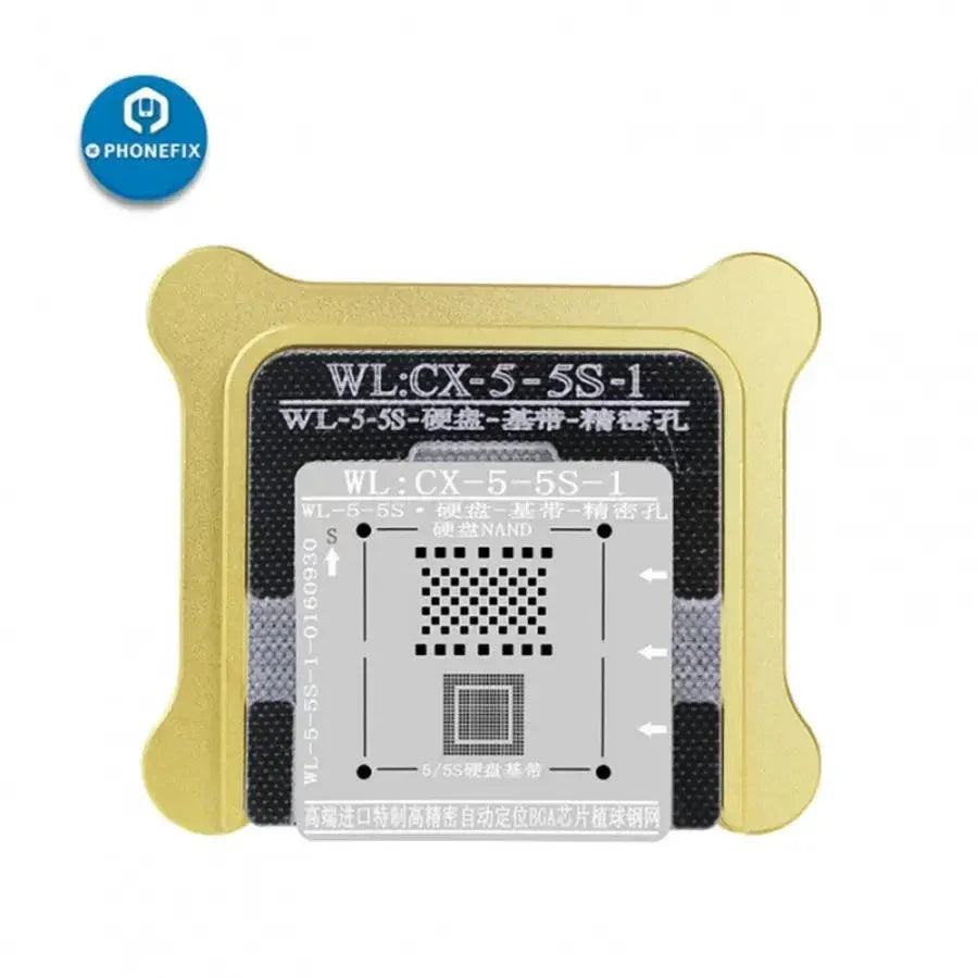 Magnetic BGA reballing stencil for iPhone 5-12 Pro Max IC repair, designed by PHONEFIX, used in BGA reballing platform for phone repair.
