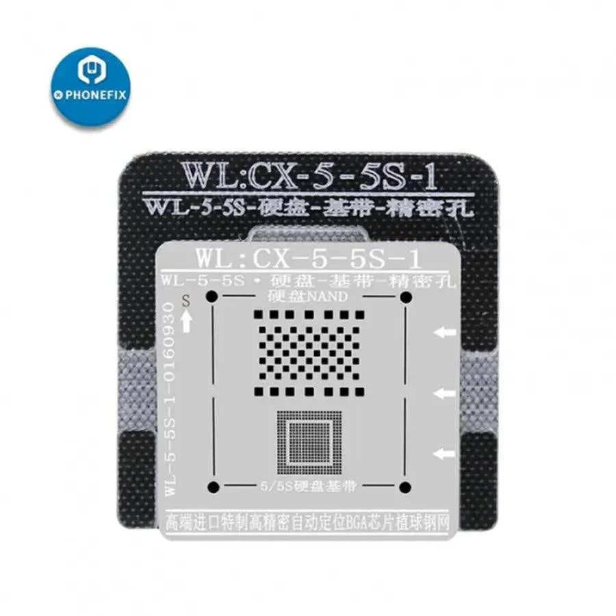 Magnetic BGA reballing stencil for iPhone 5 to 12 Pro Max, used in IC repair, by PHONEFIX for precise reballing.
