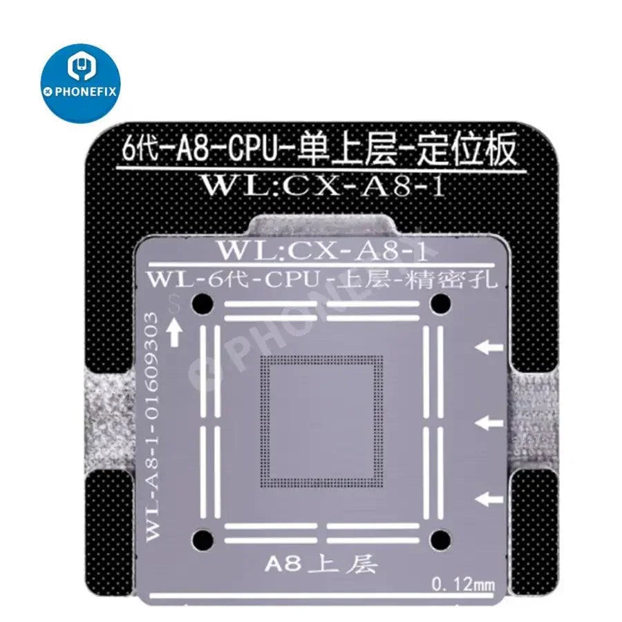 Plantillas de reballing BGA de PHONEFIX para la CPU NAND A6-A14 de la banda base del iPhone, utilizadas en la plataforma de reballing BGA para reparación.