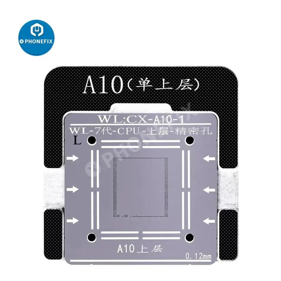 Plantilla de reballing BGA de PHONEFIX para chips de banda base, NAND y CPU A6-A14 de iPhone, utilizada para reparaciones de reballing precisas.