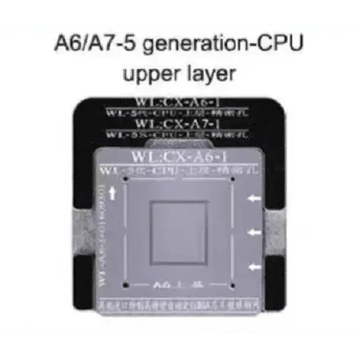 Plantillas de reballing BGA de PhoneFix para chips BGA de banda base, NAND y CPU A6-A14 de iPhone en plataforma de reballing con diseño de precisión.