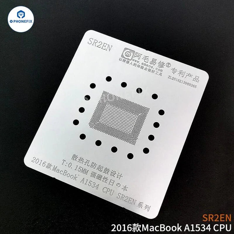 PHONEFIX AMAOE MAC BGA Reballing Platform for MacBook PCB CPU IC repair, featuring precision tools for motherboard rework.