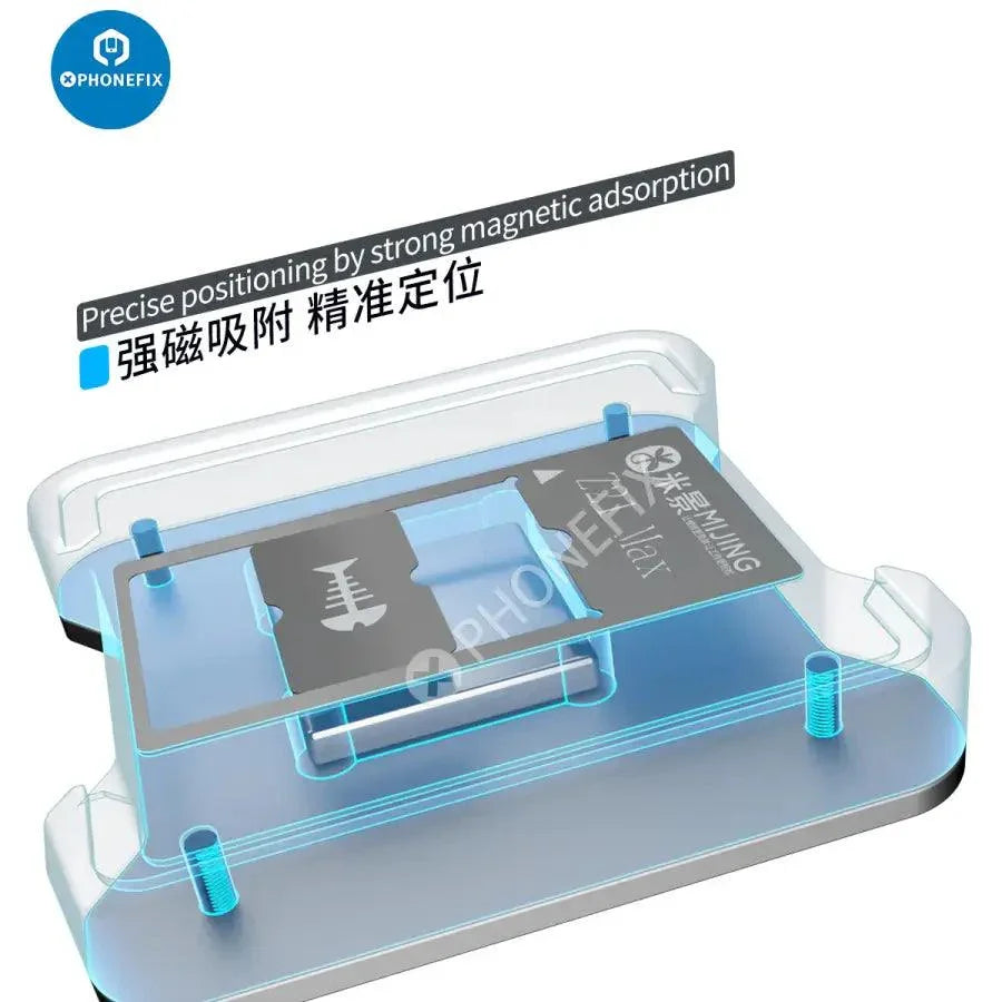 PhoneFix MJ Z21 MAX CPU BGA reballing stencil for iPhone 6 to 16 Pro Max repair, with 14pcs stencil set.