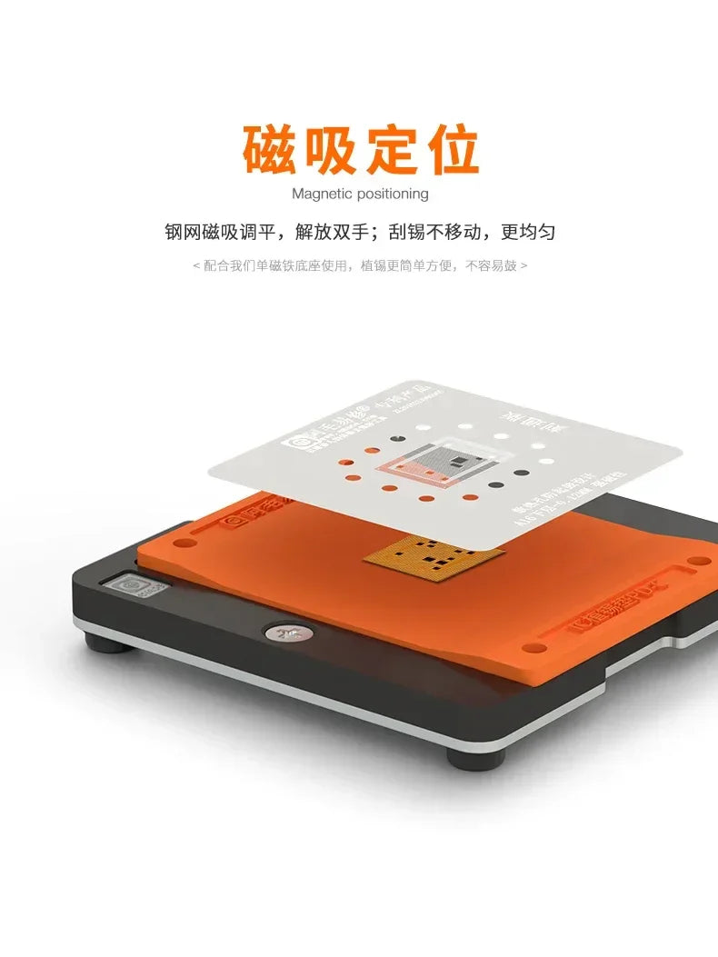 Plataforma de reballing BGA PHONEFIX AMAOE PD-C con almohadilla de estaño para plantar y base magnética para la reparación de CPU y PCB.