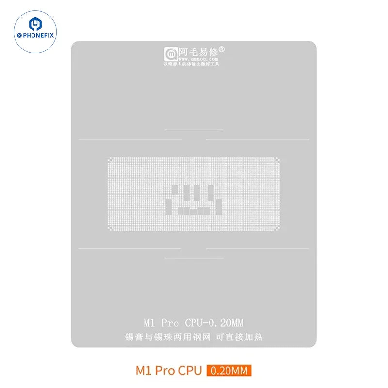 Plataforma de estañado de CPU PHONEFIX AMAOE para MacBook M1/M2/M3 Pro, estación de reballing BGA con CPU y componentes de plataforma.