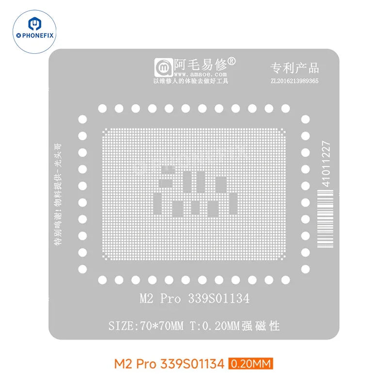 Plataforma de estañado de CPU PHONEFIX AMAOE para MacBook M1/M2/M3 Pro, plataforma de reballing BGA, mostrada con el modelo M2 Pro.
