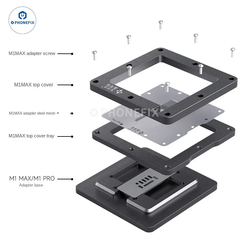 XZZ M1 Pro/M1 Max BGA Reballing Platform for MacBook CPU repair, PHONEFIX repair tool for reballing and CPU fixing.