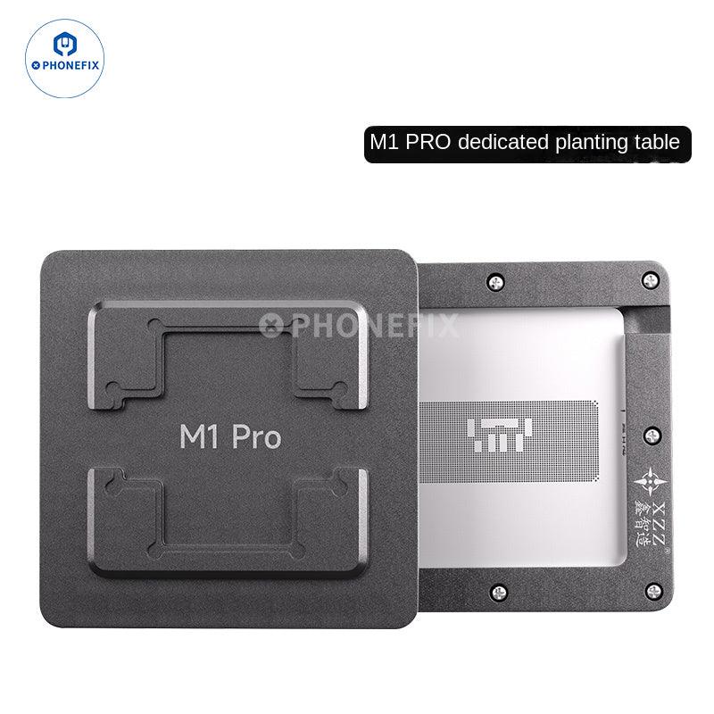 PHONEFIX XZZ M1 Pro/M1 Max BGA Reballing Platform for MacBook CPU repair, with precision tools for reballing process.