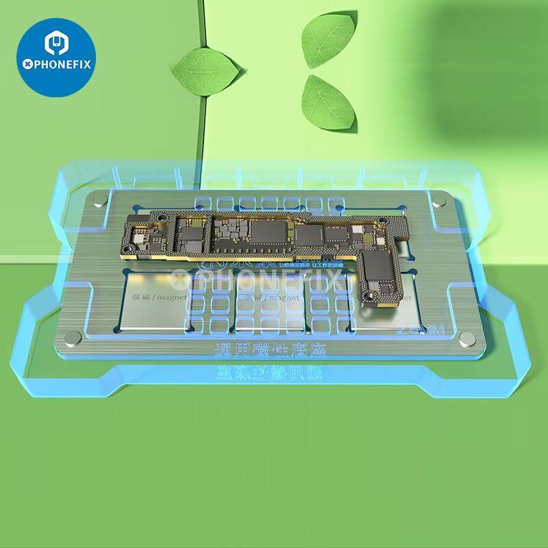 PhoneFix MIJING M21 BGA reballing platform with universal magnetic base for phone mid-frame repair and reballing tasks.