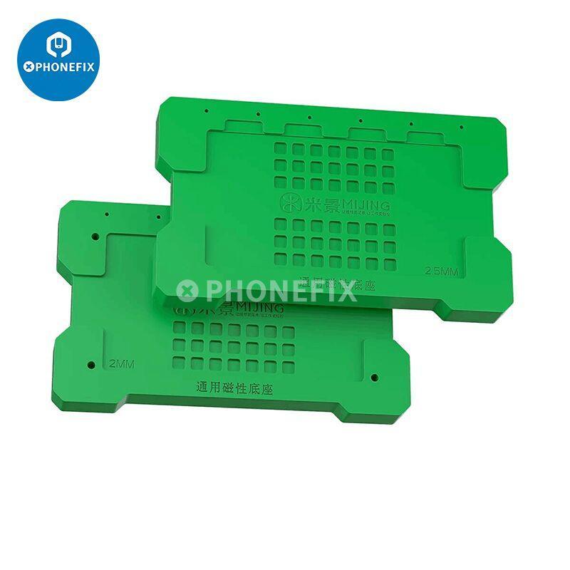 PhoneFix MIJING M21 universal magnetic base for BGA reballing, used as a mid frame reballing platform on electronic devices