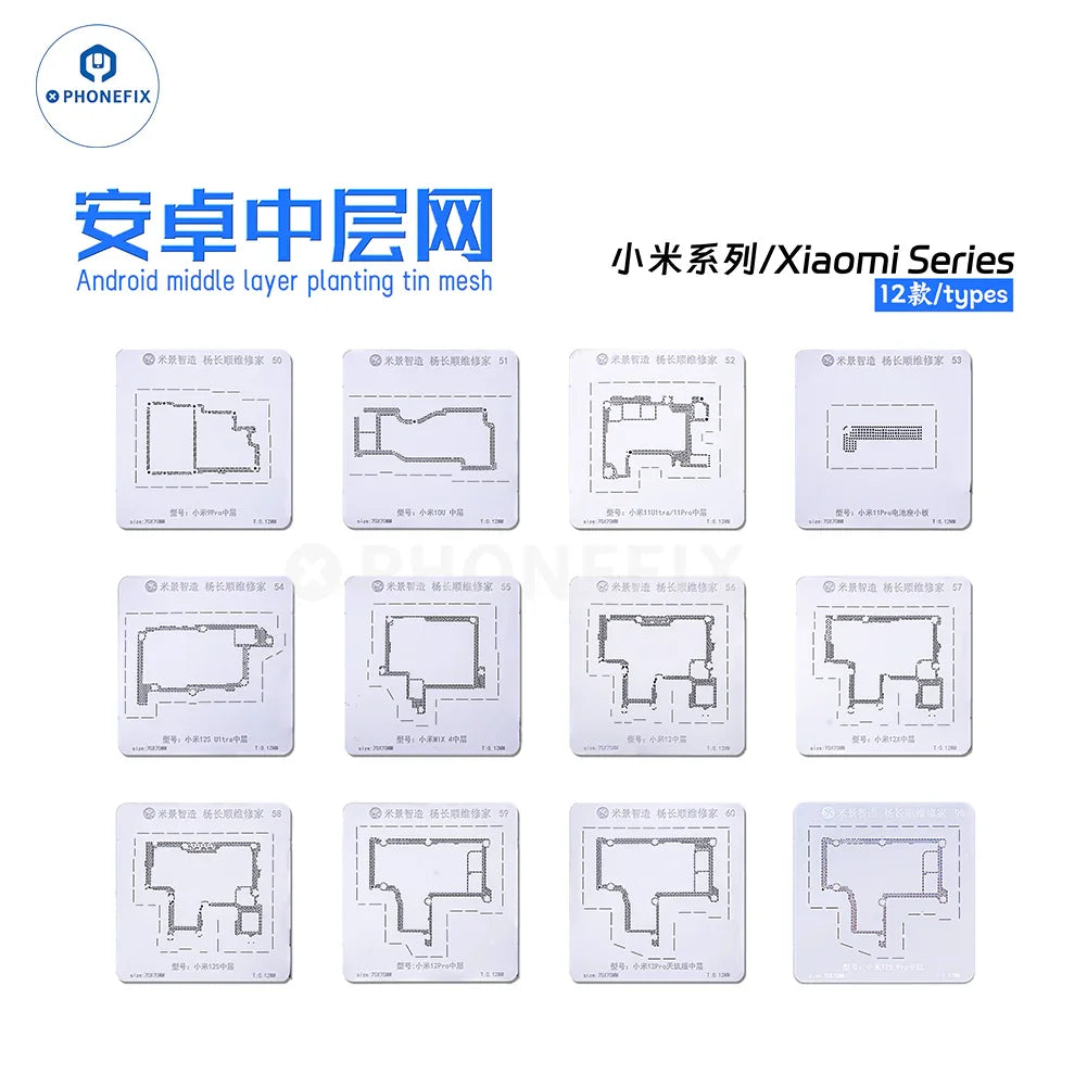 PhoneFix MIJING M21 BGA reballing platform with universal magnetic base and mid-frame for phone repair.