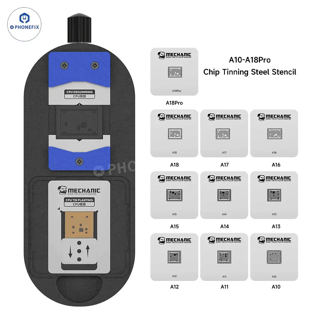 MECHANIC MagTin X BGA reballing platform for CPU degumming and tinning, compatible with iPhone and Android devices, by PHONEFIX