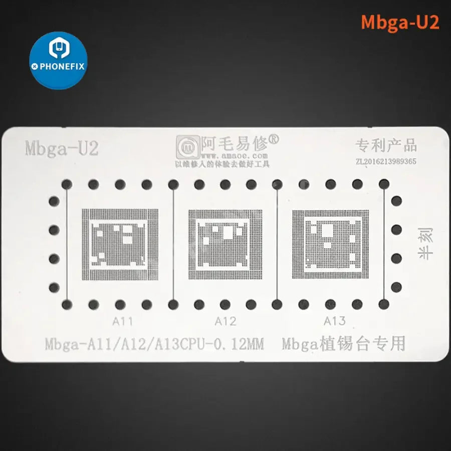 PHONEFIX Amaoe MBGA-B12 A8-A18 Pro CPU BGA Reballing Platform with precise stencil positioning for professional rework.