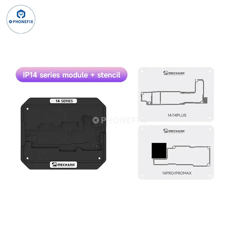 PhoneFix BGA Reballing Platform for iPhone X to Pro Max, mid-layer reballing station with precise heating elements.