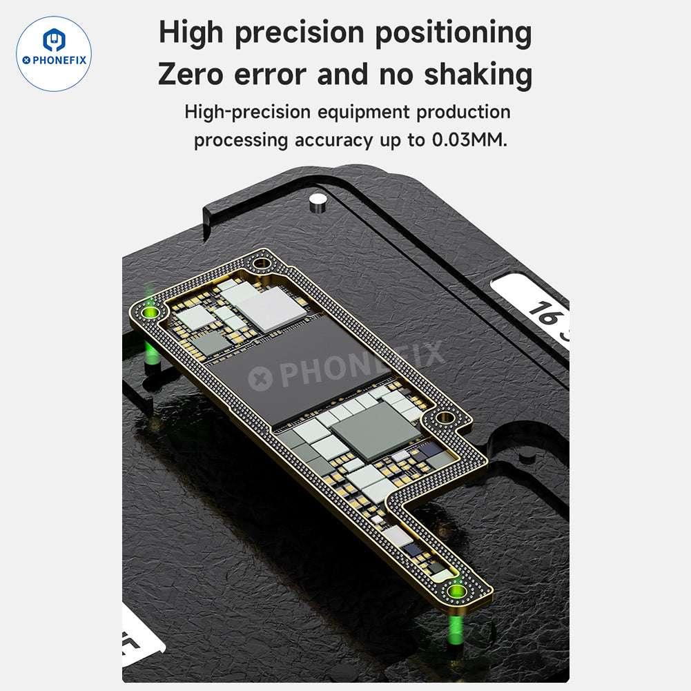 PhoneFix BGA Reballing Platform for iPhone X to Pro Max, mid-layer reballing tool with precision heating and support.