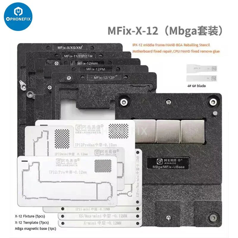 Amaoe MFix X-15PM BGA reballing platform for motherboards, featuring a middle layer tin planting platform by PHONEFIX.