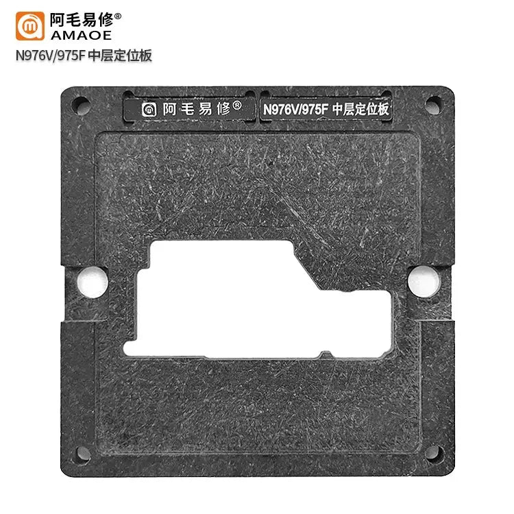 AMAOE BGA reballing stencil middle layer station for Samsung S20 and Note10, used on PHONEFIX BGA reballing platform.
