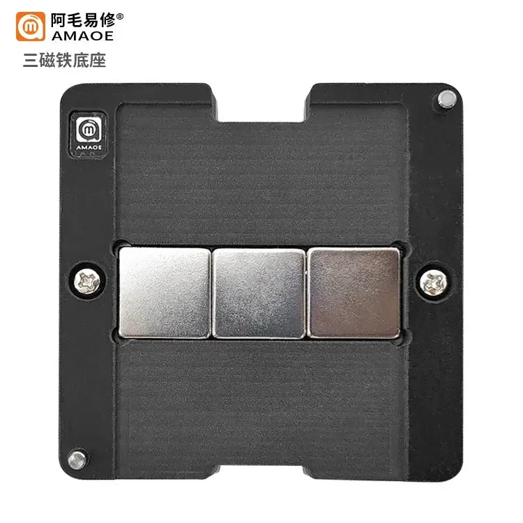 AMAOE BGA reballing stencil middle layer station for Samsung S20 and Note10 by PHONEFIX, showing the precision platform and stencil layers.