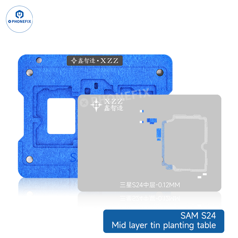 XZZ AR SAM Middle Layer BGA Reballing Platform for Samsung Galaxy S21 to S25 Ultra by PHONEFIX, shown on a work surface