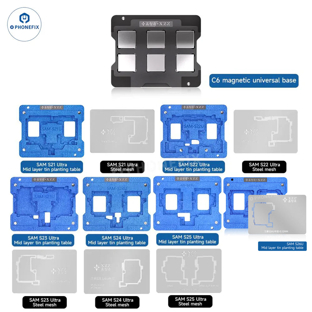 XZZ AR SAM Middle Layer BGA Reballing Platform for Samsung Galaxy S21 to S25 Ultra by PHONEFIX