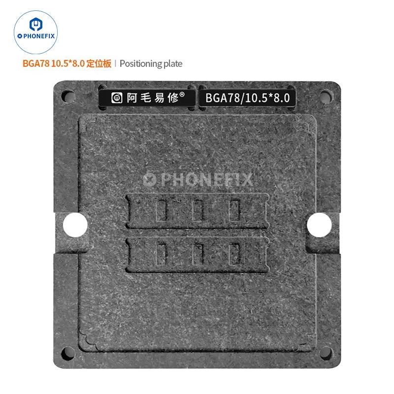 PHONEFIX AMAOE BGA78/178 reballing stencil for MacBook memory and flash repair, used on BGA reballing platforms.