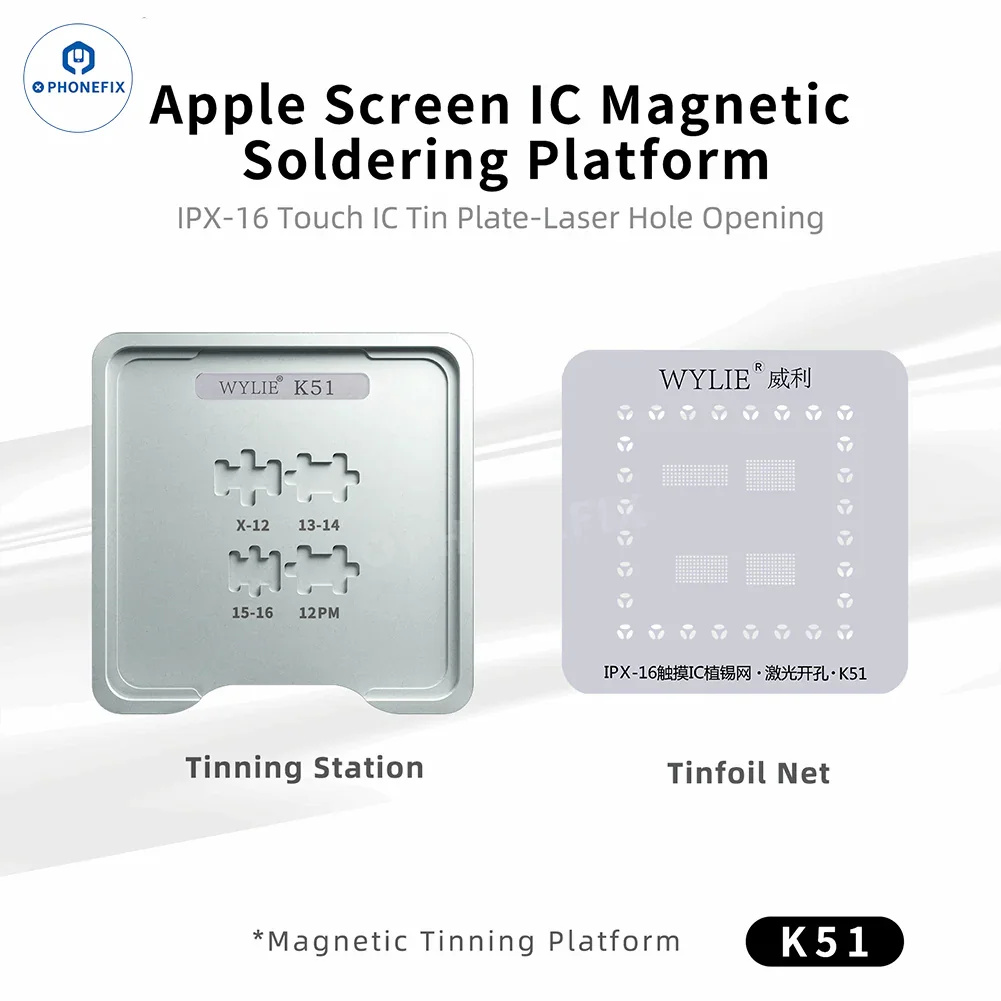 WYLIE K51 iPhone X-16 BGA reballing platform with magnetic tin planting platform for iPhone X repair by PHONEFIX