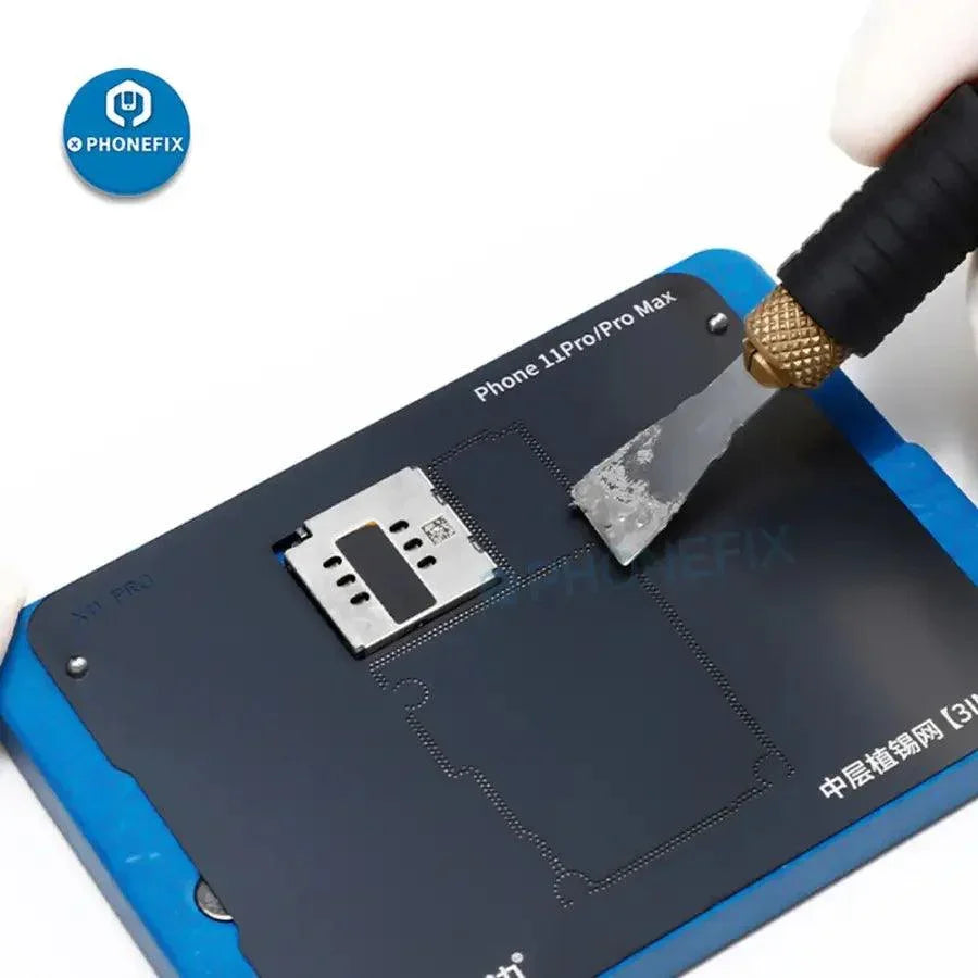 QianLi Middle Frame BGA Reballing Platform for iPhone X to 16 Pro Max by PHONEFIX, used for precise reballing repairs.