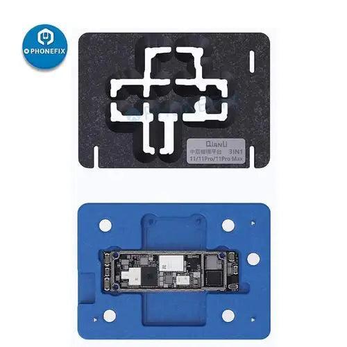 QianLi BGA reballing platform for iPhone X to 16 Pro Max, used for precise reballing and repairing iPhone motherboard components.