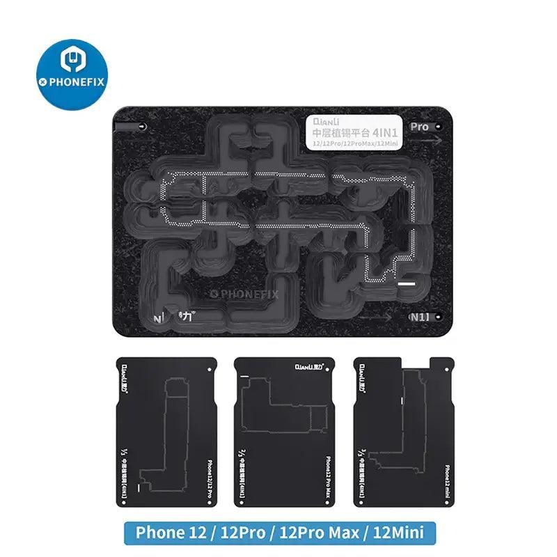 QianLi BGA Reballing Platform for iPhone X to 16 Pro Max, used for precise reballing and repair of iPhone motherboards.