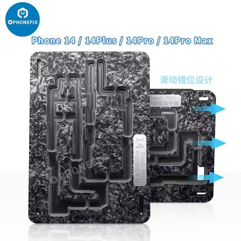 QianLi Middle Frame BGA Reballing Platform for iPhone X to 16 Pro Max by PHONEFIX, used for precise reballing and repair.