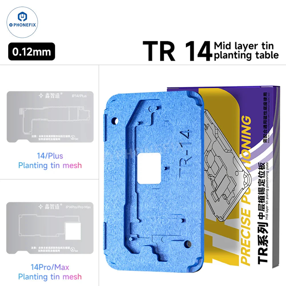 PHONEFIX XZZ TR Middle Frame BGA Plant Tin Platform for iPhone X to Pro Max, used for BGA reballing and rework.