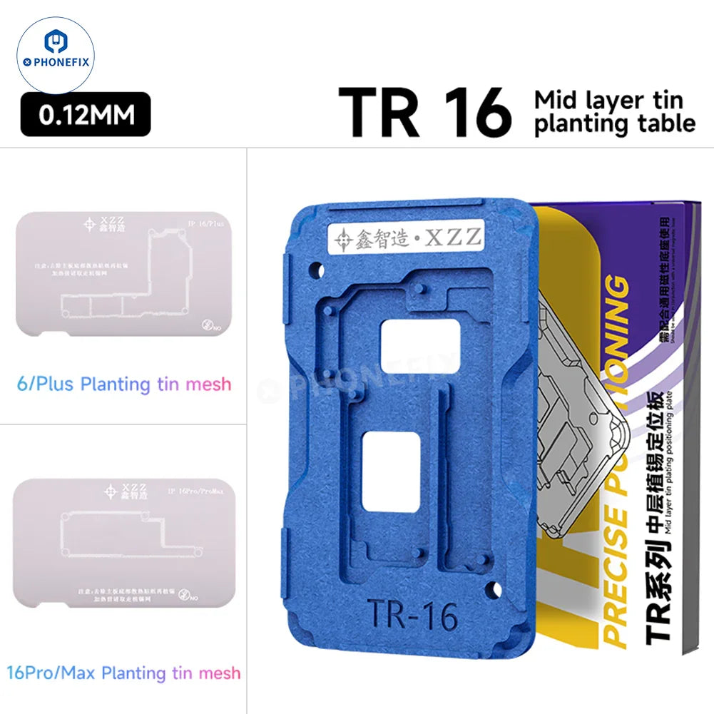 XZZ TR Middle Frame BGA Reballing Platform for iPhone X to Pro Max by PHONEFIX, showing the tin platform on SKU1.jpg.