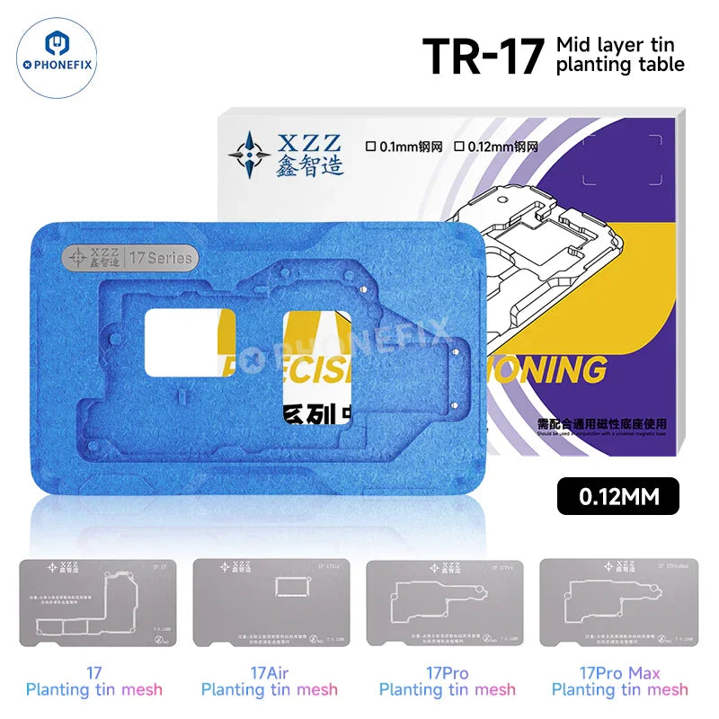 XZZ TR middle frame BGA reballing platform for iPhone X to Pro Max, PHONEFIX BGA reballing tool for iPhone repair.