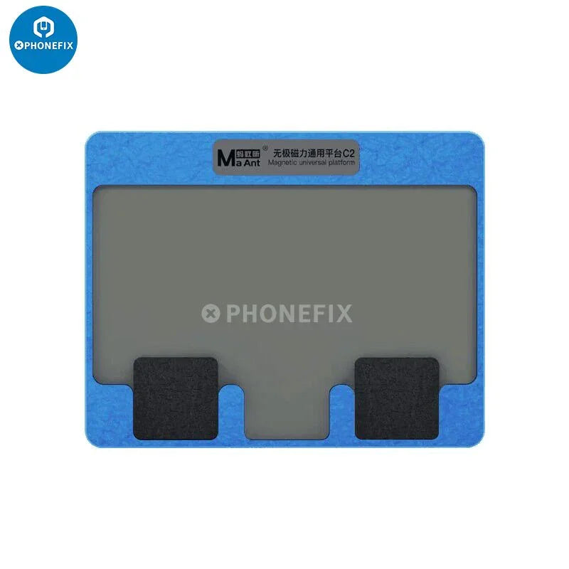 PhoneFix BGA reballing stencil with 2UUL universal magnetic platform for phone board mid frame reballing.