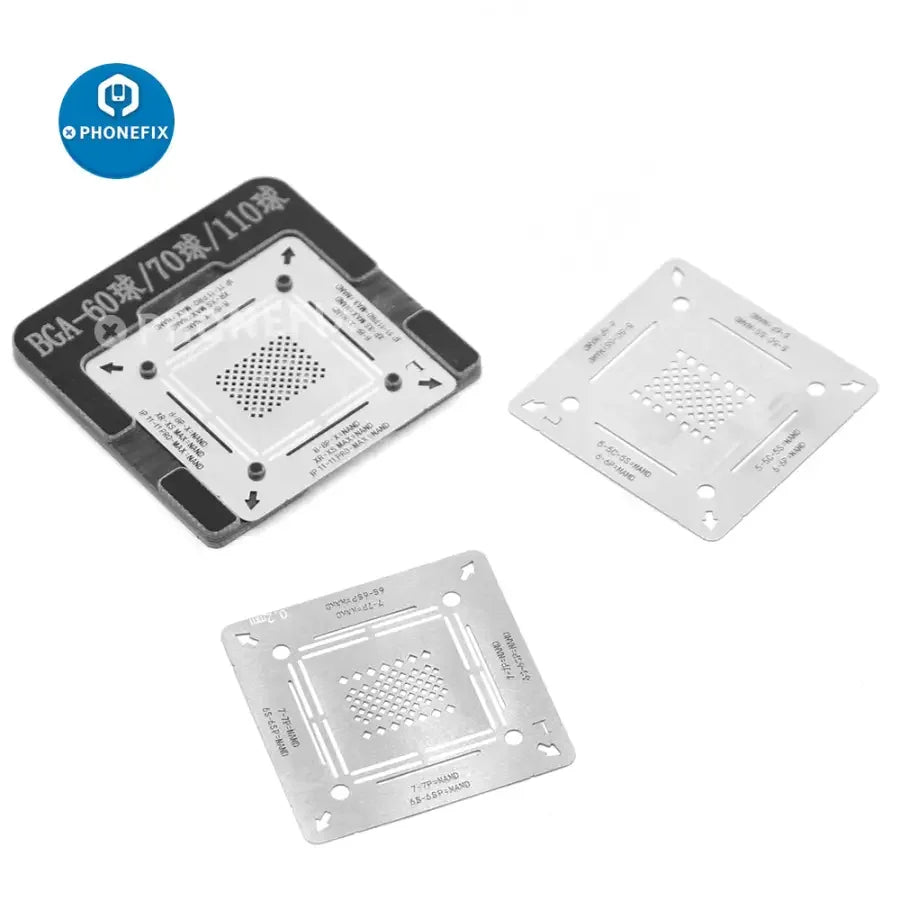 PHONEFIX 3-in-1 WL NAND Hard Disk BGA Reballing Stencil for iPhone 5 to 12 Pro Max repair and reballing.