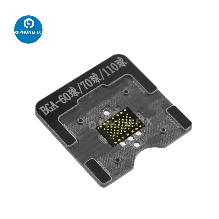 BGA reballing stencil for iPhone 5 to 12 Pro Max by PHONEFIX, used for NAND hard disk reballing repair, shown in the image.