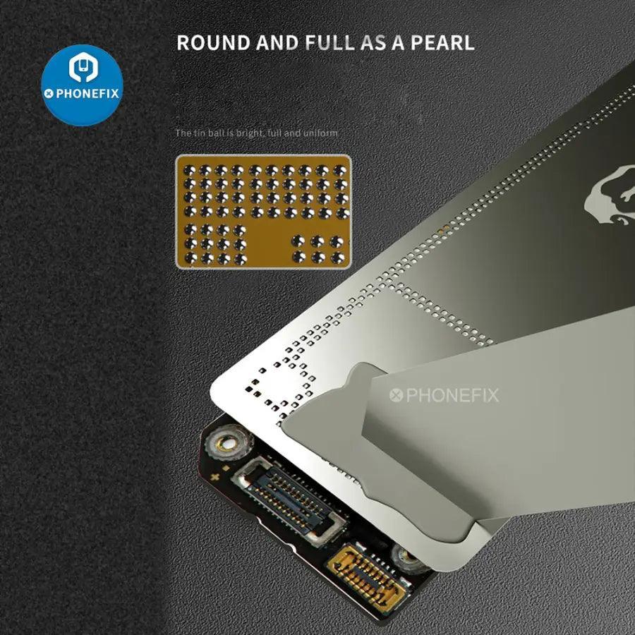 BGA reballing stencil for iPhone 12 Pro, PHONEFIX Mechanic 3D-12Pro middle frame reballing stencil for iPhone repair.