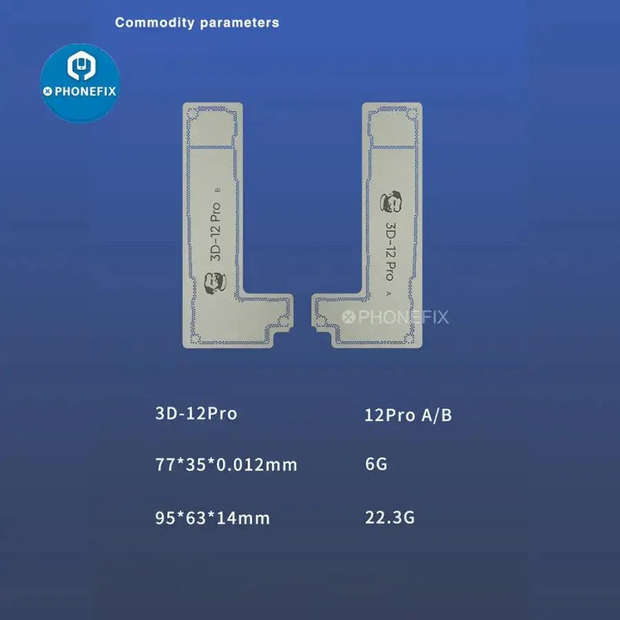 BGA reballing stencil for iPhone 12 Pro, PHONEFIX Mechanic 3D-12Pro middle frame reballing stencil, used for iPhone repair.