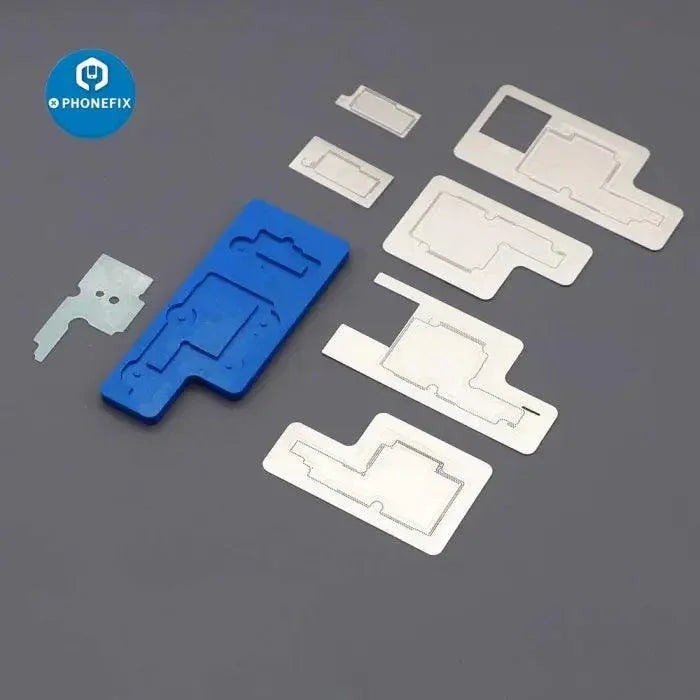 PHONEFIX Mechanic 3D Pro BGA Reballing Stencil Platform for iPhone X, XS, XS Max, showing the stencil with precise cutouts.