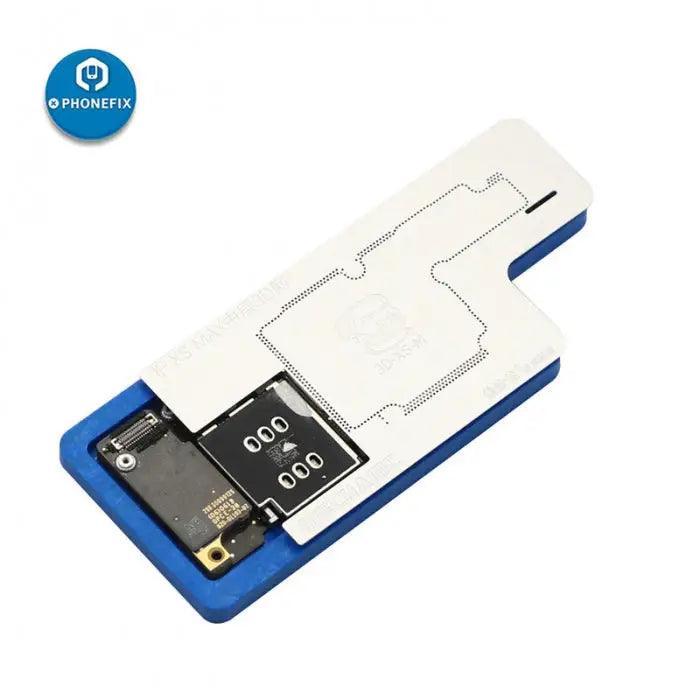 PhoneFix Mechanic 3D Pro BGA Reballing Stencil platform for iPhone X, XS, XS Max, detailed view of the reballing stencil.