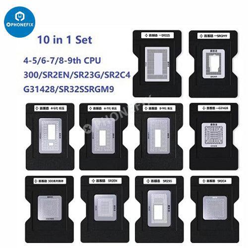 Kit de plantillas de reballing BGA de XinZhiZao para la reparación de MacBook Air y Pro, que incluye una plantilla metálica de precisión para el reballing de la CPU.