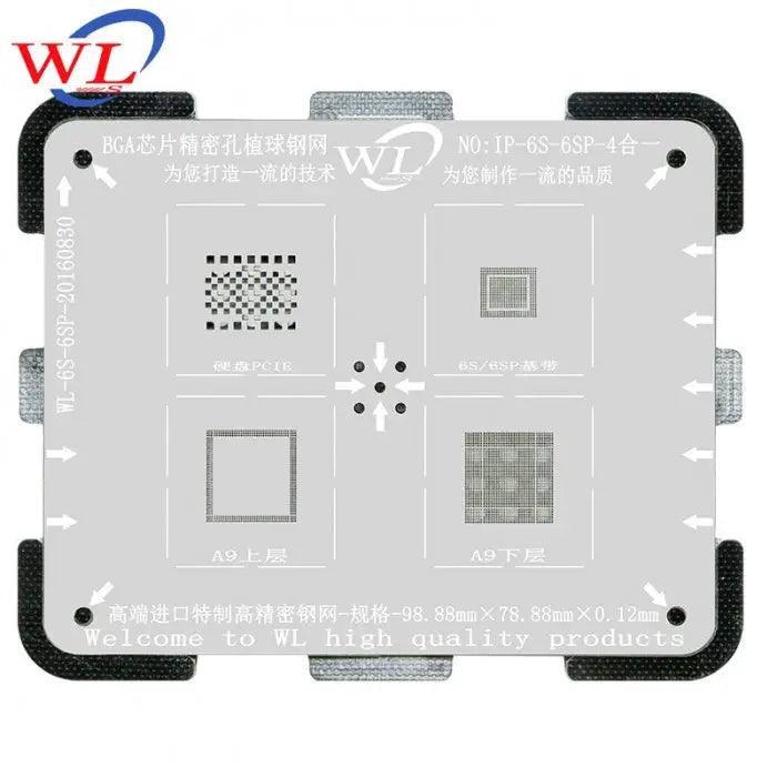 PHONEFIX WL 4-in-1 BGA Reballing Stencil Template for iPhone 5S, 6P, 6SP, 7, 8, 8P repair tools and accessories