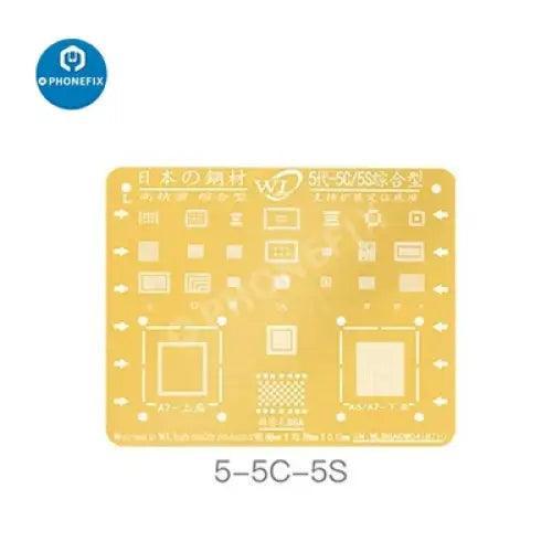 PhoneFix WL Golden BGA Reballing Stencil Net for iPhone 6-13 Pro Max soldering, used for precise BGA reballing and repair.