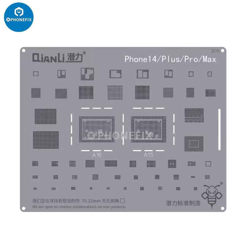 PhoneFix Bumblebee BGA Reballing Stencil for iPhone 6 to 15 Pro Max, precision tool for reballing iPhone circuit boards.