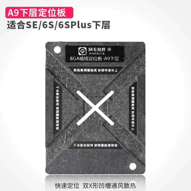 Phonefix Amaoe A7-13 magnetic BGA reballing stencil platform with precise positioning plate for BGA reballing processes.